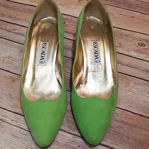 Escada lime green suede pumps